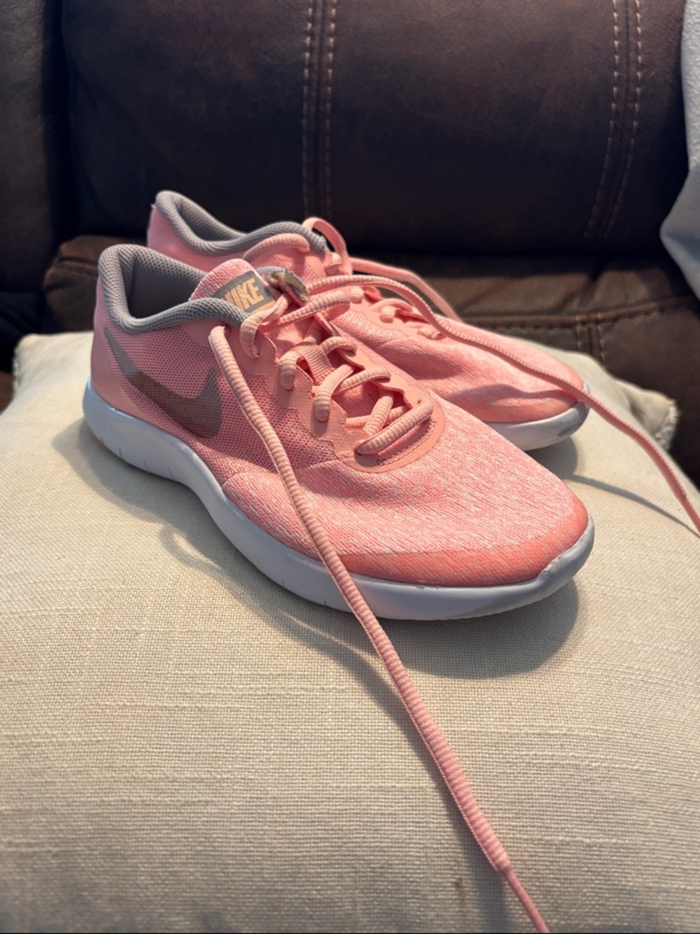 Nike Women's Coral Pink and Gray Training Sneakers